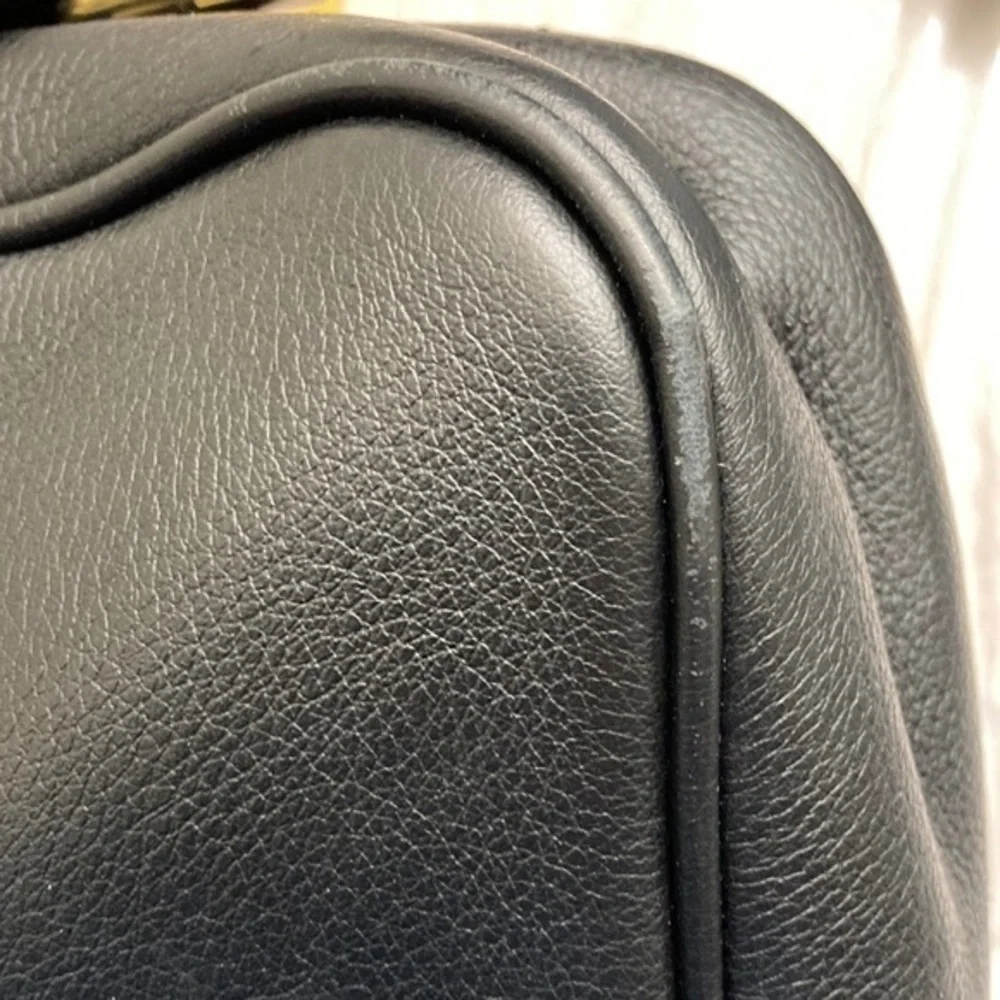 J Crew black leather signet crossbody bag lock key